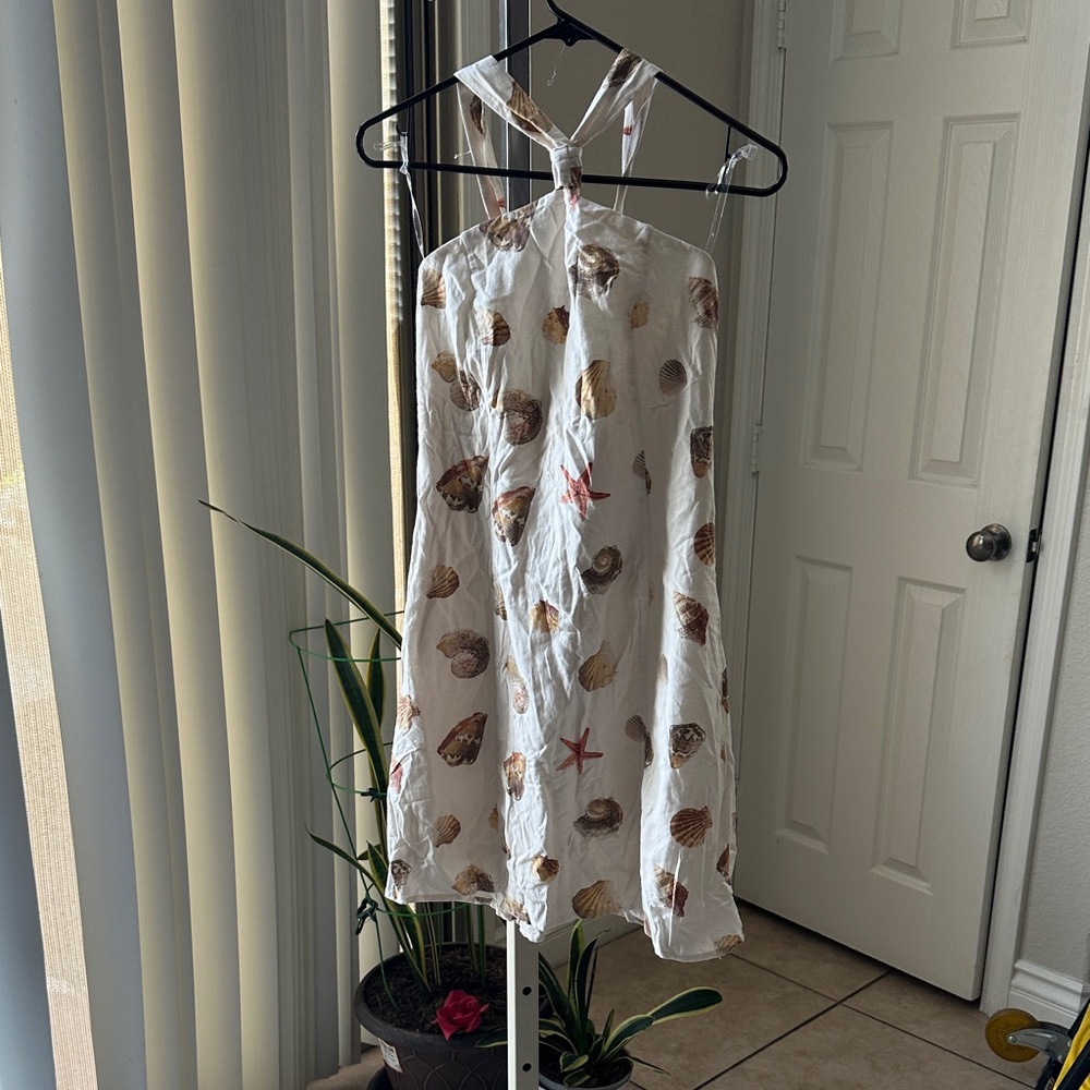 Target White Seashell Print Backless Dress